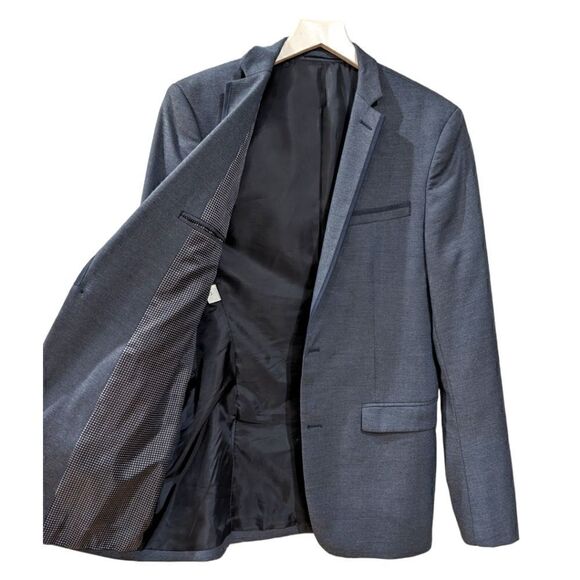 Zara Men's Tuxedo Slim Fit Blue Two Button Blazer Size US 38 - Picture 4 of 9